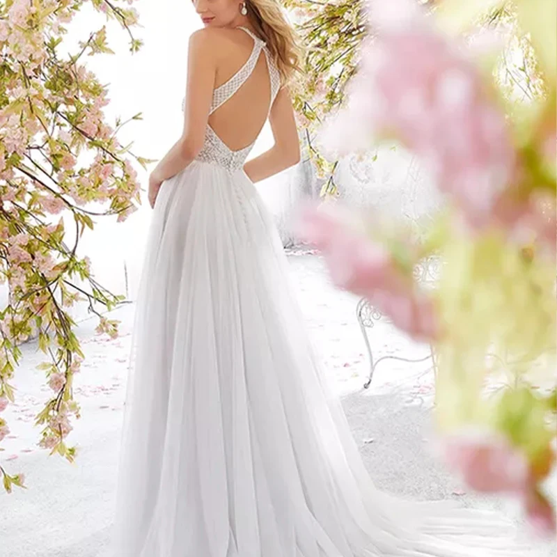 

Белое платье Макси без рукавов для женщин, узкое длинное свадебное платье с лямкой на шее, Элегантное летнее платье подружки невесты