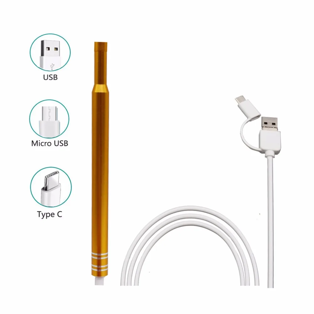 Эндоскоп для чистки ушей 3-в-1 USB HD Визуальный Многофункциональный наушник 5 мм
