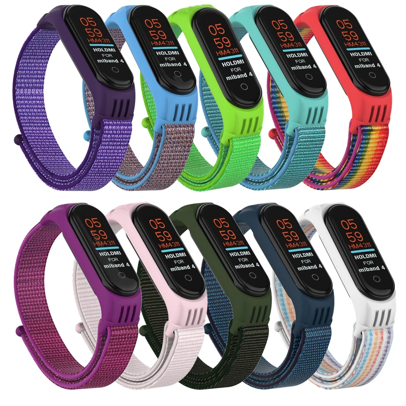 Nylone Correa для mi Band 3 4 фитнес браслет ремешок Смарт часы Pulseira наручные Xiao band ремень
