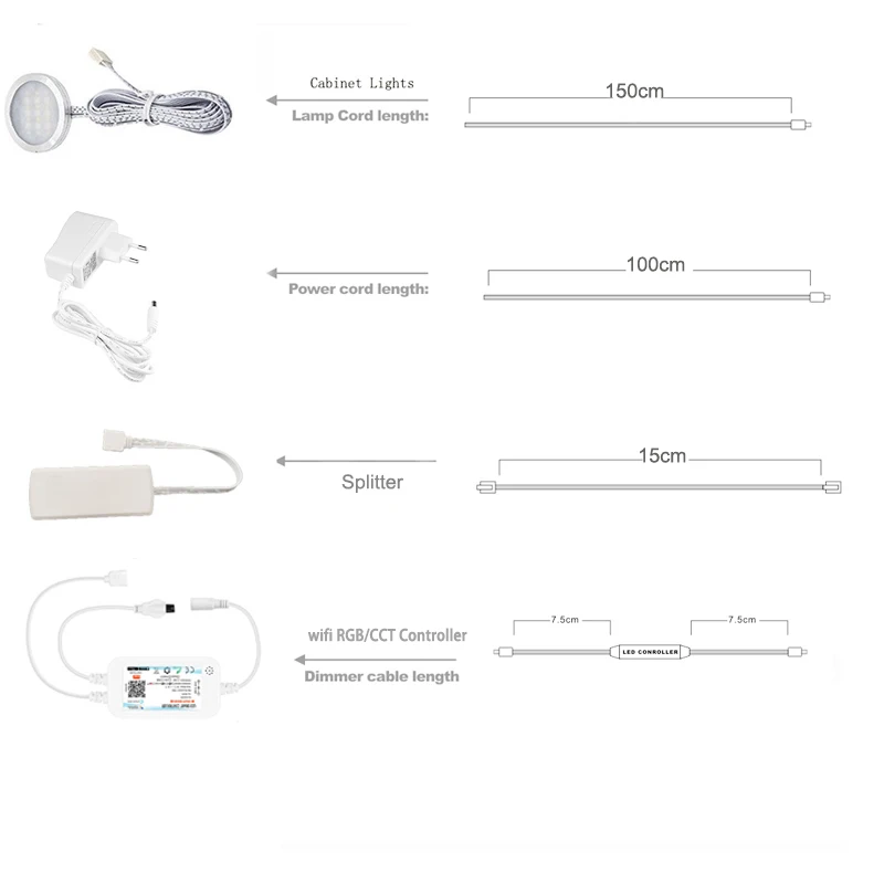 tuya wifi appir remote control rgbcct led under cabinet lighting dimming kitchen counter furniture lighting kit for decoration free global shipping