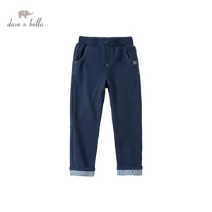 DKH15806 нижнее белье в стиле бренда dave bellaкомплект весенней От 5 до 13 лет, модный спортивный костюм для мальчиков, однотонные штаны с карманами; Детская одежда из бутика, свободный покрой, широкие детские длинные штаны