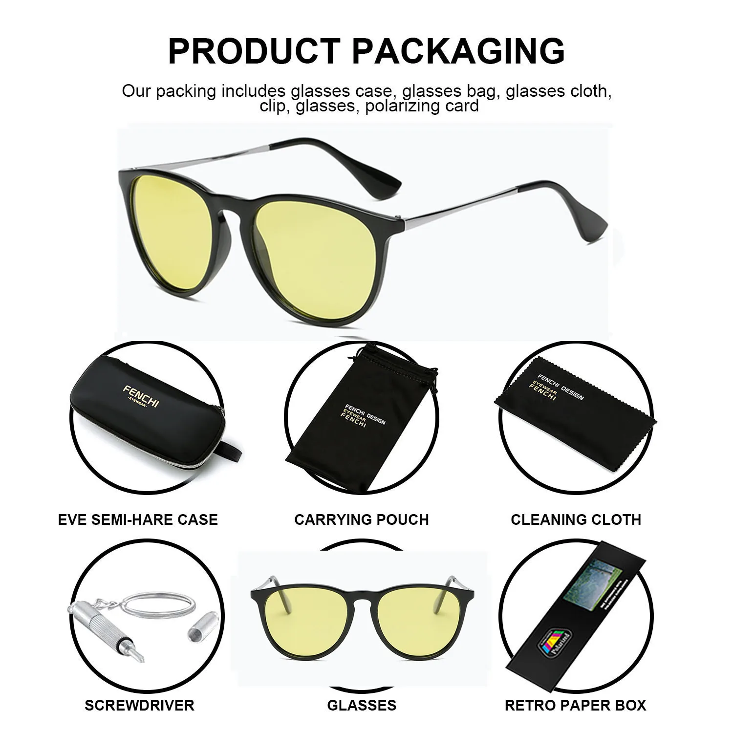 Солнцезащитные очки кошачий глаз для мужчин и женщин поляризационные с желтыми