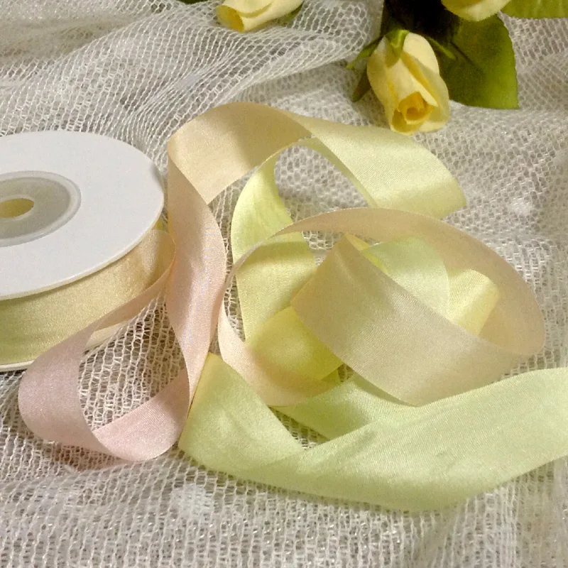 

2020 NEW COLORS 100% pure silk embroidery ribbon taffeta wedding ribbon ins style silk edge ribbon Anya Ribbon Handcraft