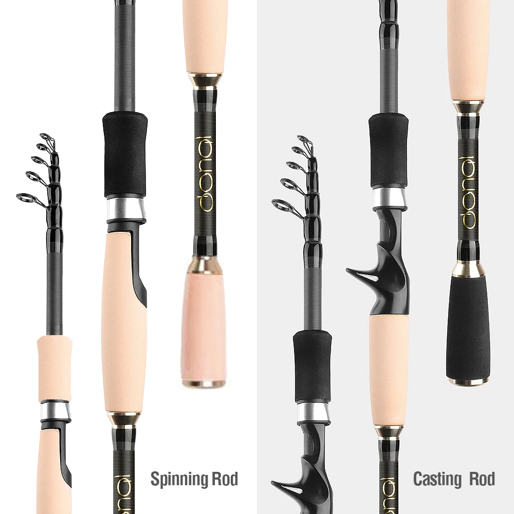 DONQL Telescopic Casting Fishing Rod Carbon Fiber Carp Feeder Spinning Rod1.8M-2.7M Portable Travel Surf Fishing Rod Tackle