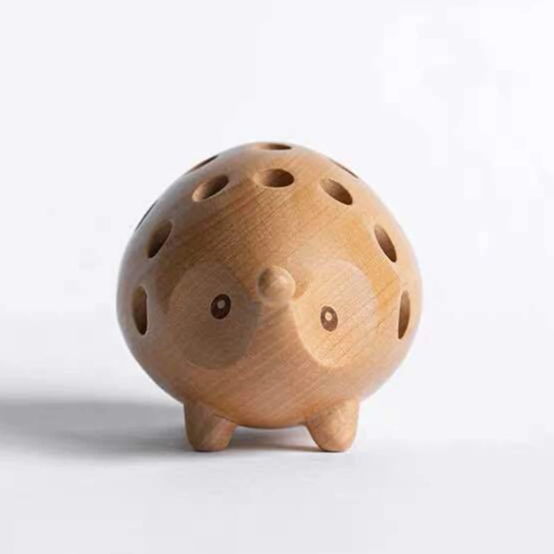 

Solid Wood Creative Hedgehog Pen Holder Container Office Desk Pencil Organizer