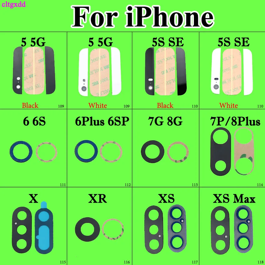 Сменный стеклянный объектив для задней камеры Apple iPhone X XS Max XR 8 7 6s 6 5SE с сапфиром
