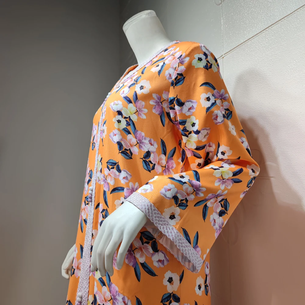 

Muslim Abaya Long Sleeve Dress MD Moroccan Kaftan Dubai Elegant Evening Gowns 2021 African Dashiki Print Robe Plus Size Boubou