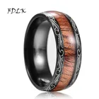 Новая мода 8 мм мужское черное кольцо из карбида вольфрама Гавайское КоА дерево инкрустация Купол Обручальное кольцо мужской свадебный браслет ювелирное изделие подарок