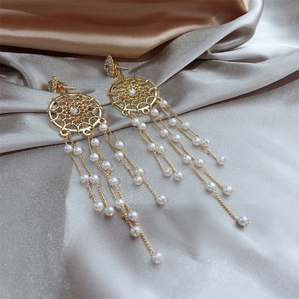 Длинные висячие серьги с кисточками женские элегантные предотвращающие