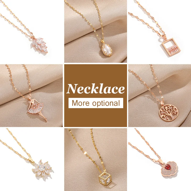 Ожерелье из титановой стали подвеска с цепочкой розового золота в форме губ