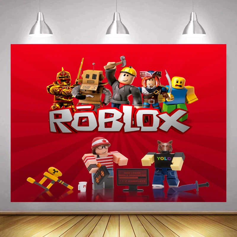 Фон Roblox для фотосъемки в честь Дня рождения тематический праздничный тканевый