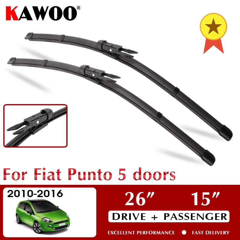 

KAWOO Wiper Car Wiper Blade For Fiat Punto 5 doors 2010-2016 Windshield Windscreen Front Window Accessories 26"+15" LHD RHD