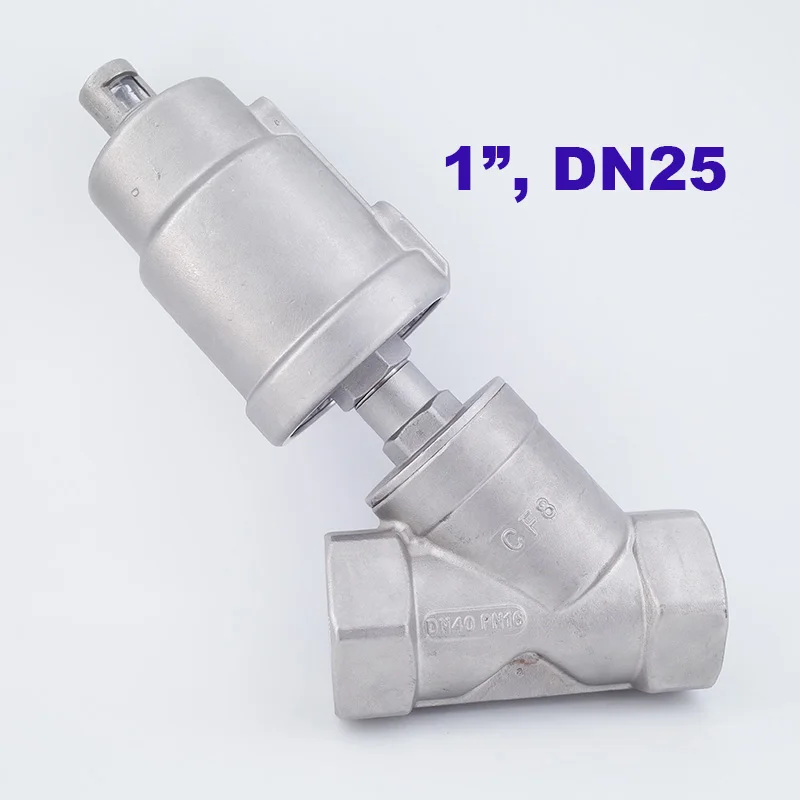 Фото Пневматический угловой клапан для сиденья 16 бар привод из нержавеющей стали DN25 1