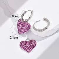 new french romantic style red heart earrings popular jewelry platinum ear buckle female