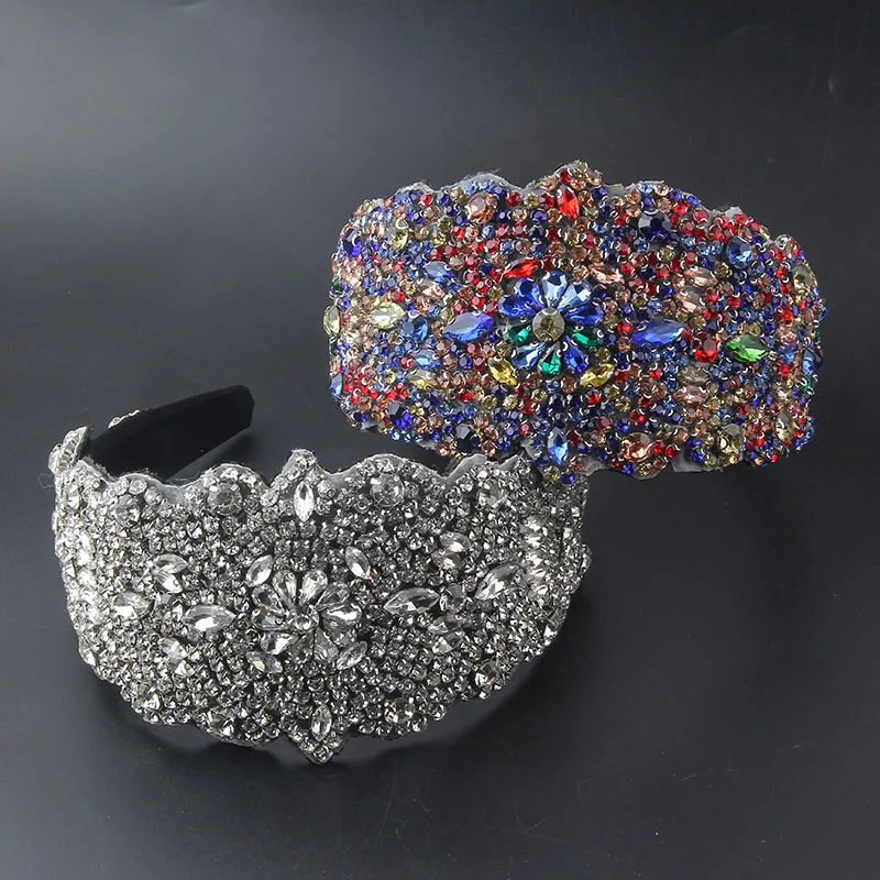 

Fashion Baroque Rhinestone Geometric Shape Wide-Sided Personality Prom Hair Accessories Catwalk Bridal Headband 735