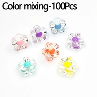 100pcs transparent inner color acrylic flower beads loose spacer beads for jewelry makeing diy clothing accessories