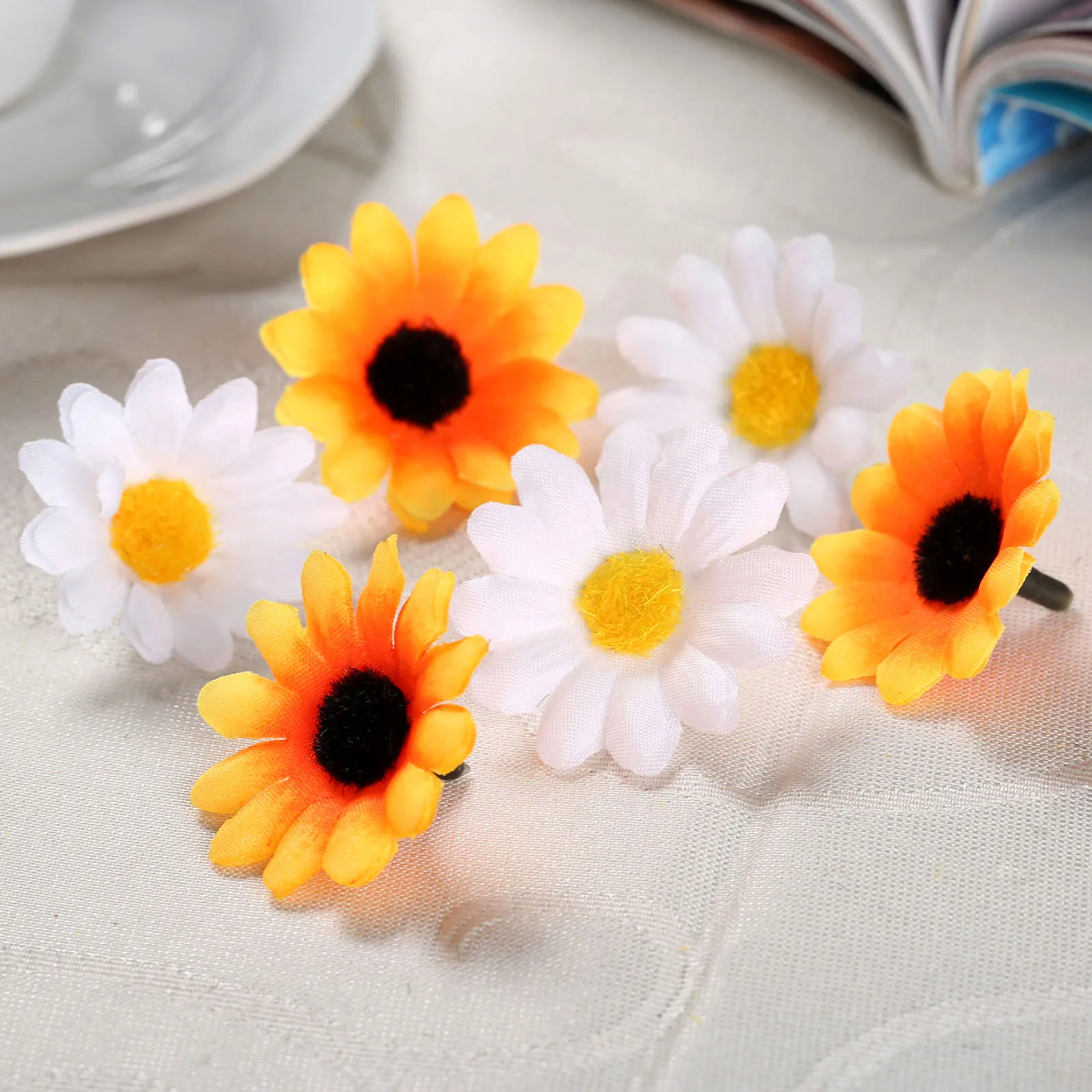 100 шт. шелковые искусственные герберы (Ромашки) цветы головки для DIY Рождество