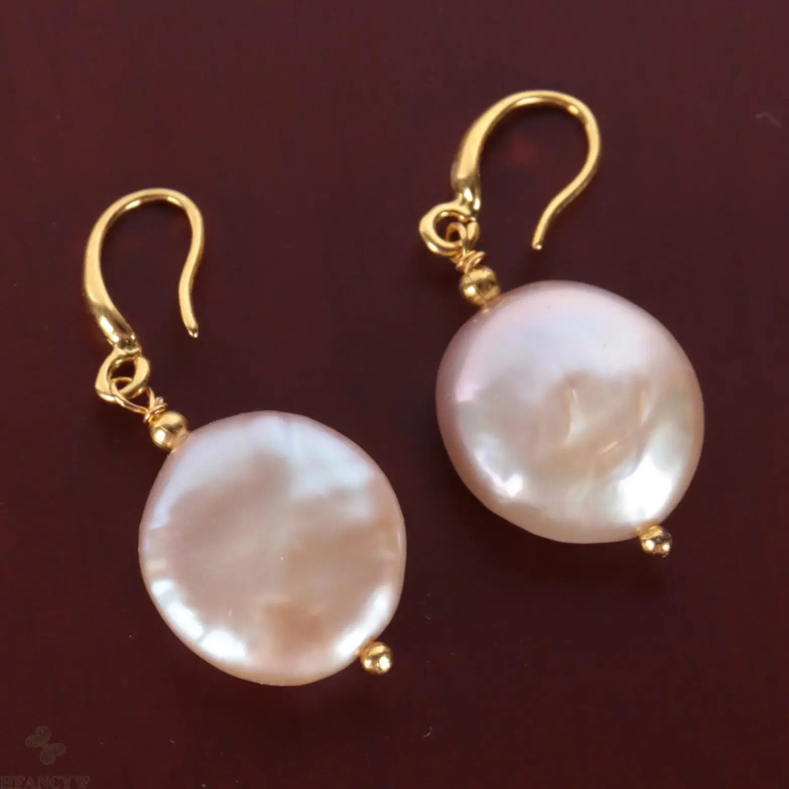 15 16 мм Серьги из натурального розового жемчуга в стиле барокко 18k вечерние серьги