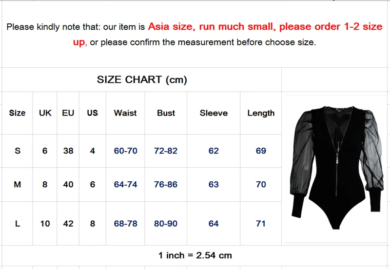 Женское боди на молнии комбинезон с пышными рукавами сексуальный женский