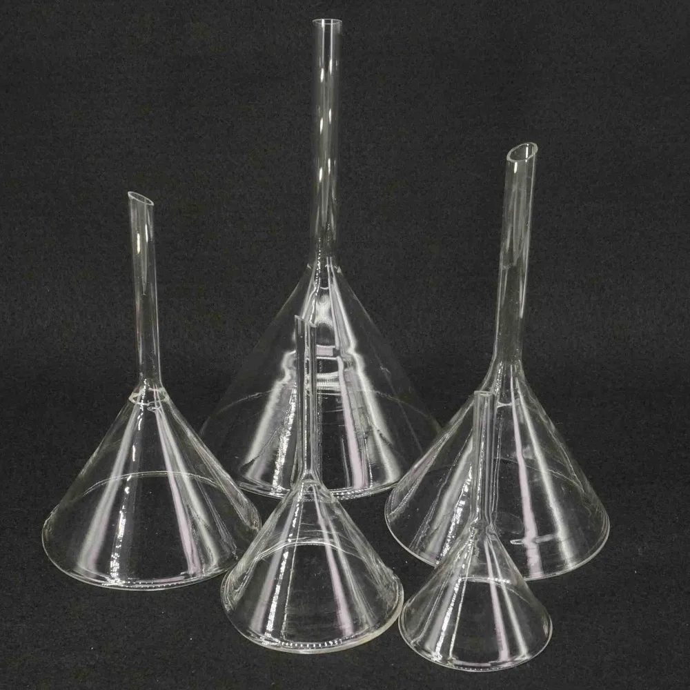 30mm/40mm/50mm/60mm/75mm/90mm Miniatur Labor Glas trichter Borosilikatglas Dreieck Trichter Labor Liefert Werkzeuge – Detail 1