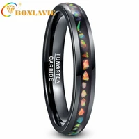 tungsten carbide ring crushed fire opal men women black dome wedding ring comfortable fit ring