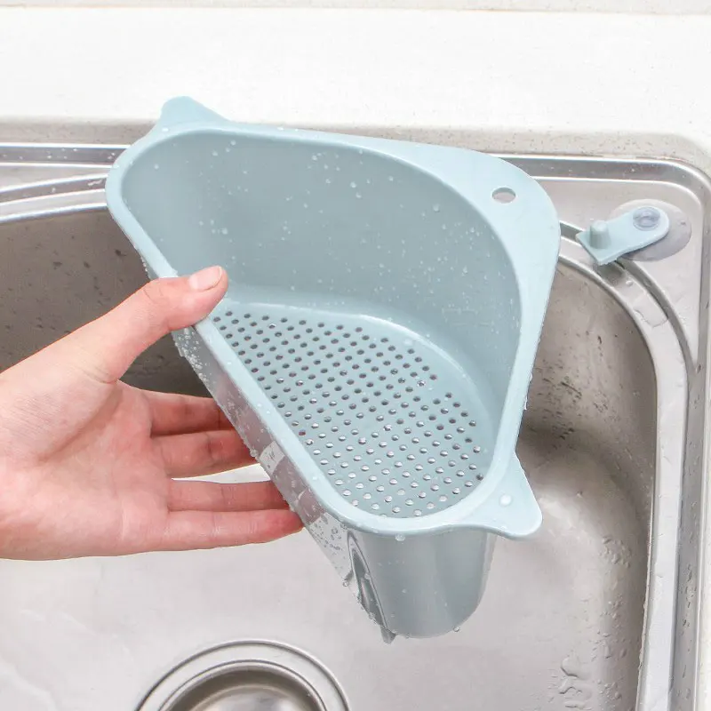 Сливная корзина с крючком на присоске подвесная кухонная треугольная для овощей