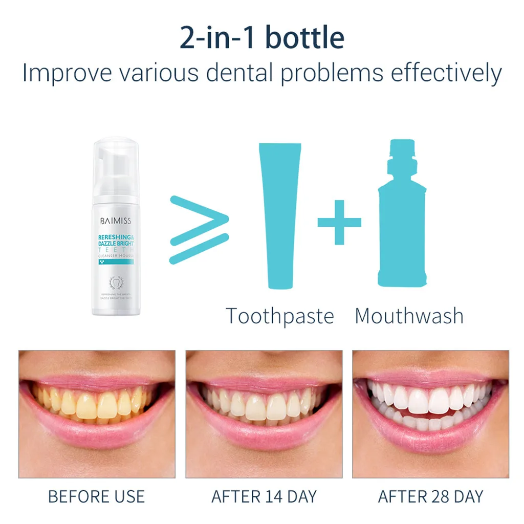 

Hot Sale Teeth Whitening Toothpaste Mousse Fresh Shining Tooth Cleaning Oral Hygiene Removes Plaque