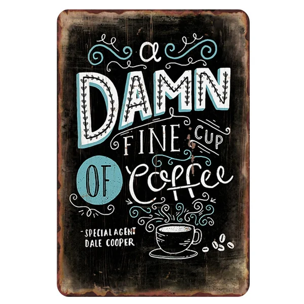 

Damn Fine Coffee Sign Wall Decor Metal Tin Sign Vintage Home Decor Tin Sign Retro