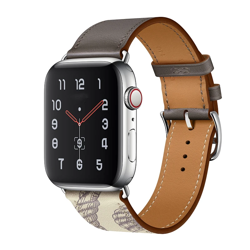 Кожаный ремешок для Apple watch 4, 5, 44 мм, 40 мм, браслет correa iwatch Series 3, 2, 1, 42 мм, 38 мм, ручная работа из телячьей кожи - Цвет ремешка: Etain-Beton