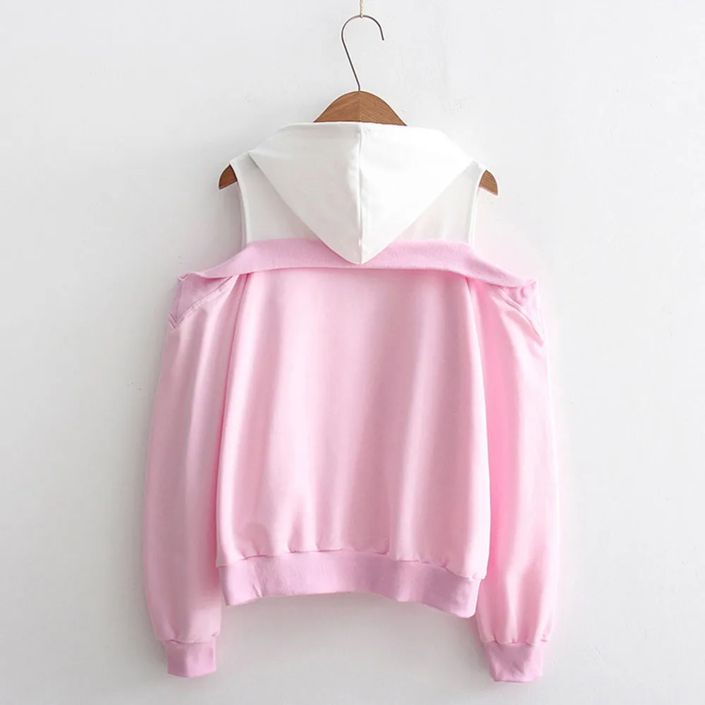 Womens Off Shoulder Long Sleeve Hoodie Sweatshirt Hooded Pullover Tops Blouse Cute Hoodies Super Junior Kpop | Женская одежда