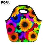forudesigns colorful flowers design lunch bags for kids school food bags neoprene lunchbox thermal insulated fashion snack bag