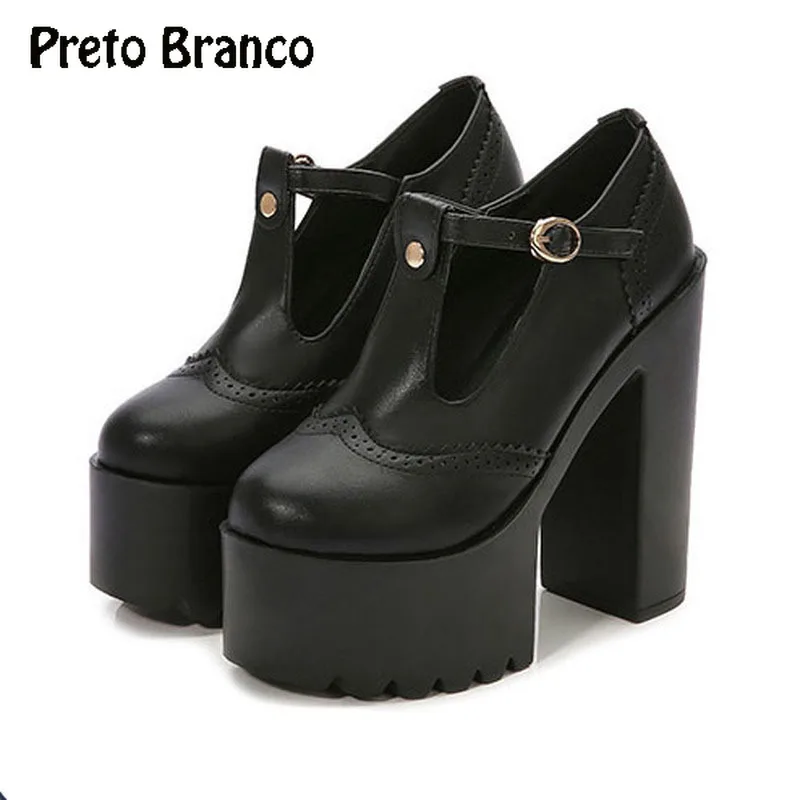 PRETO BRANCO/весенняя обувь 2019 г. Водонепроницаемая на платформе и толстом каблуке 14 см