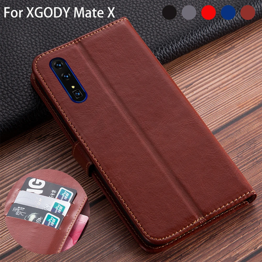 Роскошный кожаный флип чехол в виде книжки для XGODY Mate X винтажный кошелек с