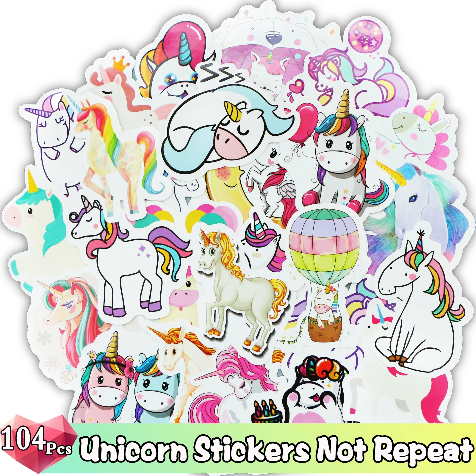 Наклейки с единорогом для девочек 104/52 шт. милые забавные мультяшные аниме