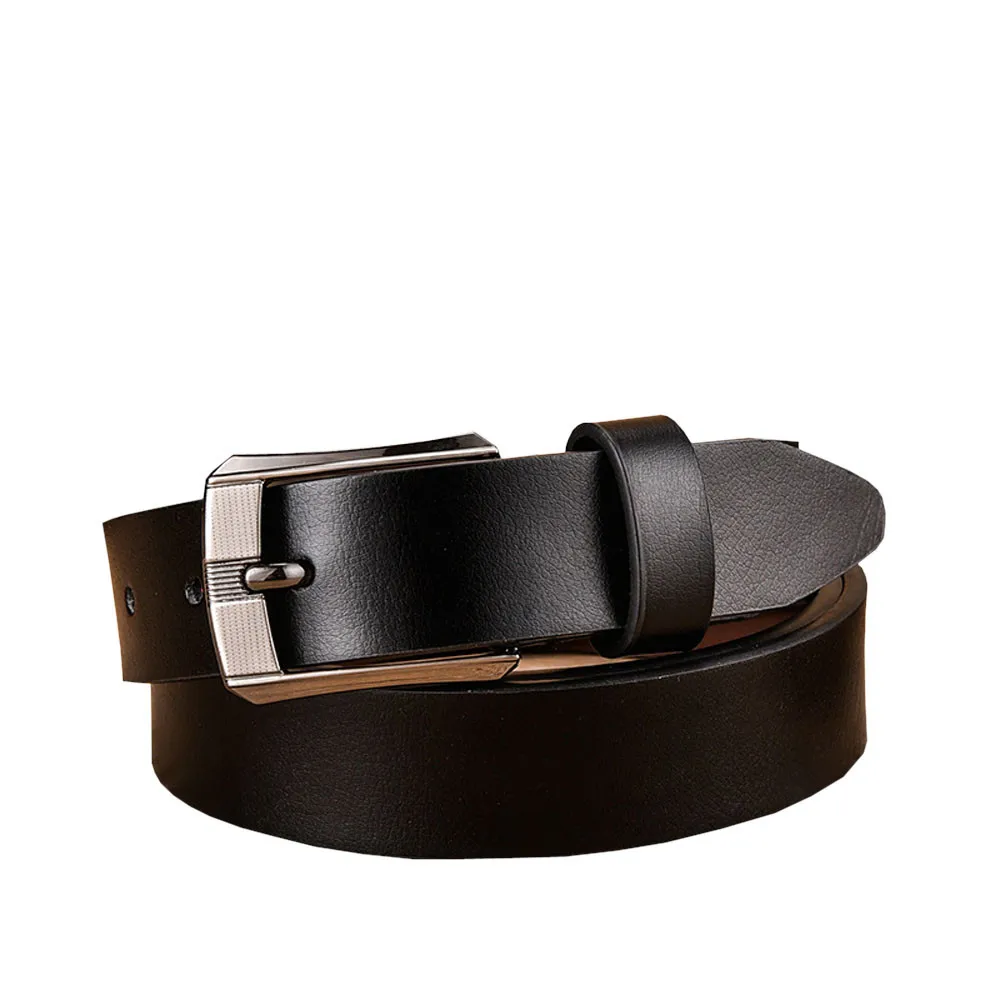 Модный женский ремень с квадратной пряжкой Регулируемый из двойного слоя кожи