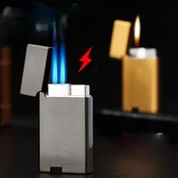 three fires loudspeaker lighter inflatable double straight into the blue flame to open flame personalized lighter men gadgets
