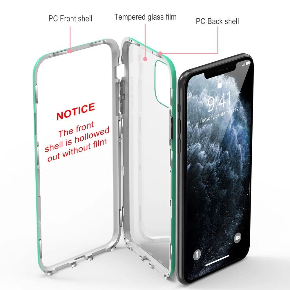 Металлический магнитный чехол для телефона iPhone 11 Pro MAX XS Max X мягкие жесткие задние