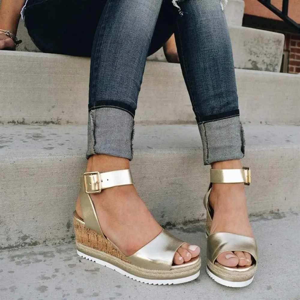 Сандалии WJ063 женские на высокой платформе босоножки из искусственной кожи