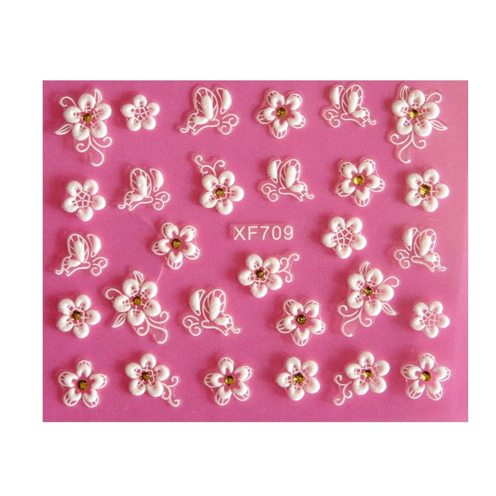 Переводные наклейки для ногтевого дизайна 3D белые переводные ногтей красивый