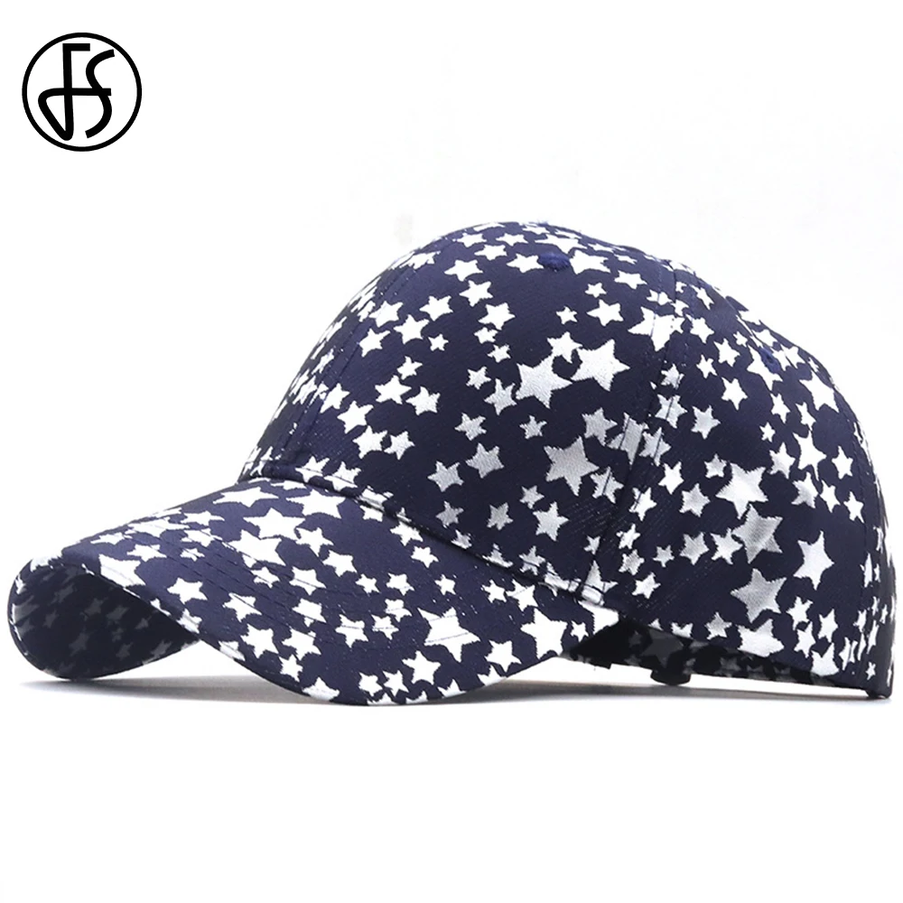 

FS 2021 Summer Star Baseball Cap For Women Men Casual Travel Curved Eaves Hip Hop Caps Navy Gray Cotton Golf Hat Casquette Homme