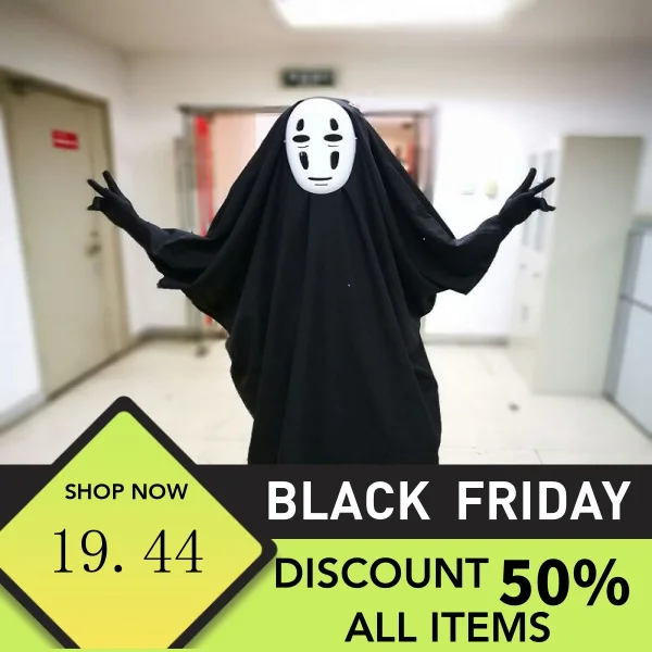 

Одежда для взрослых на Хэллоуин, косплей, человек с изображением лица, из анимационных мультфильмов Хаяо Миядзаки, одежда для родителей и де...