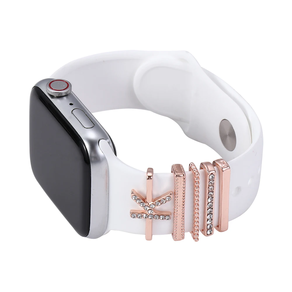 5 шт. металлические подвески в виде букв декоративное кольцо для браслета Apple Watch