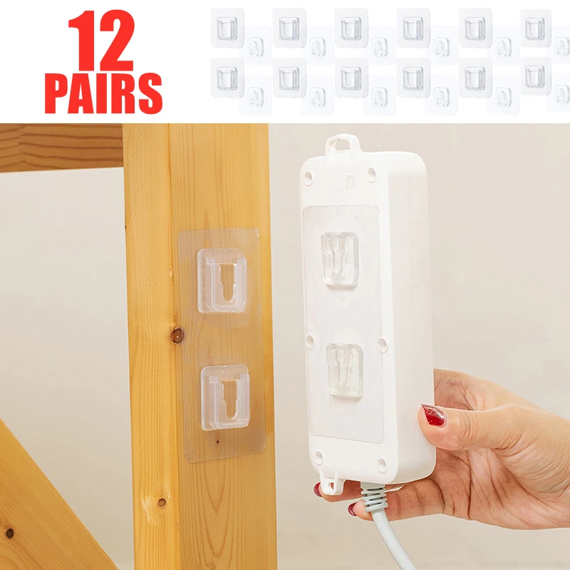 

Cable Organizer Double-Sided Adhesive Wall Hooks Hanger Strong Transparent Hooks Suction Cup Sucker Wall Storage Holder