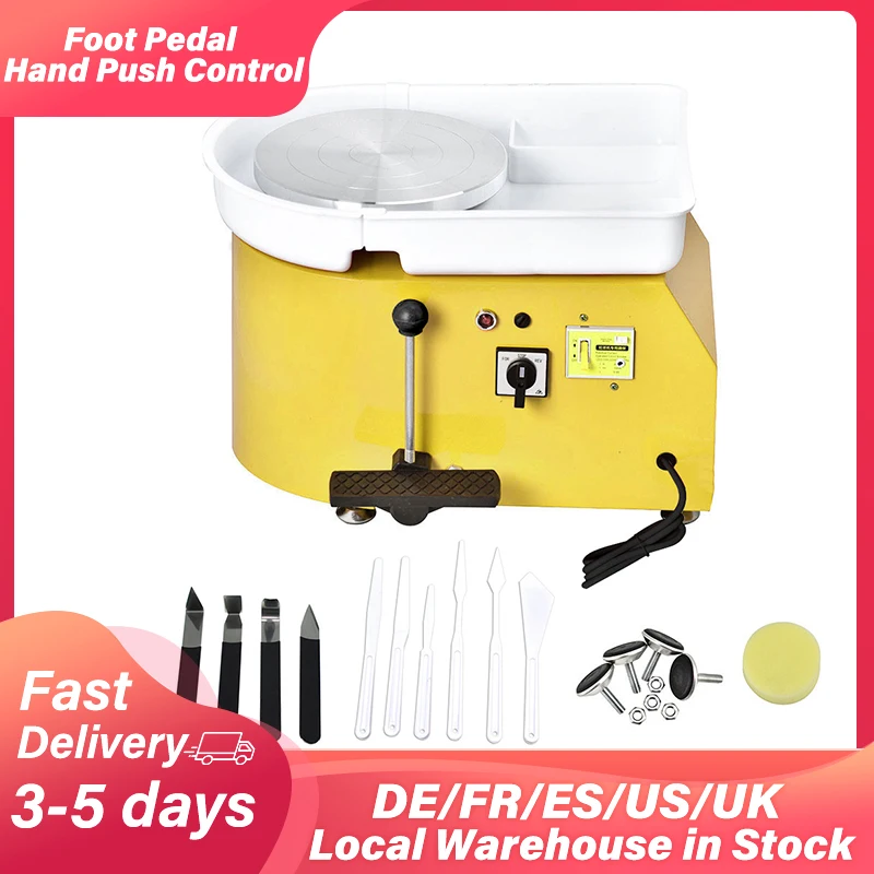 

110-220V 350W 25CM Professional Electric Pottery Wheel Machine for Ceramic Work Clay Art Craft Hand Push /Pedal Control Potters