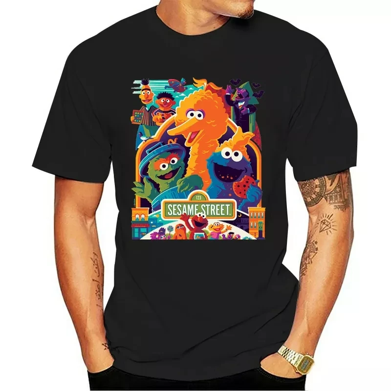 

2021 new SESAME STREET printing Harajuku men's and women's T-shirt O-neck fashion casual men's and women's short-sleeved T-shirt