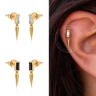 Серьги-гвоздики женские из серебра 925 пробы с фианитами