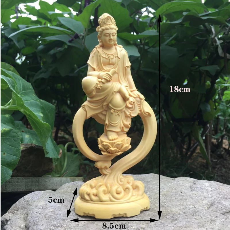 

The New Solid wood Guanyin Buddha sculpture Home decoration accessories living room desktop decoration crafts 18cm Buddha statue