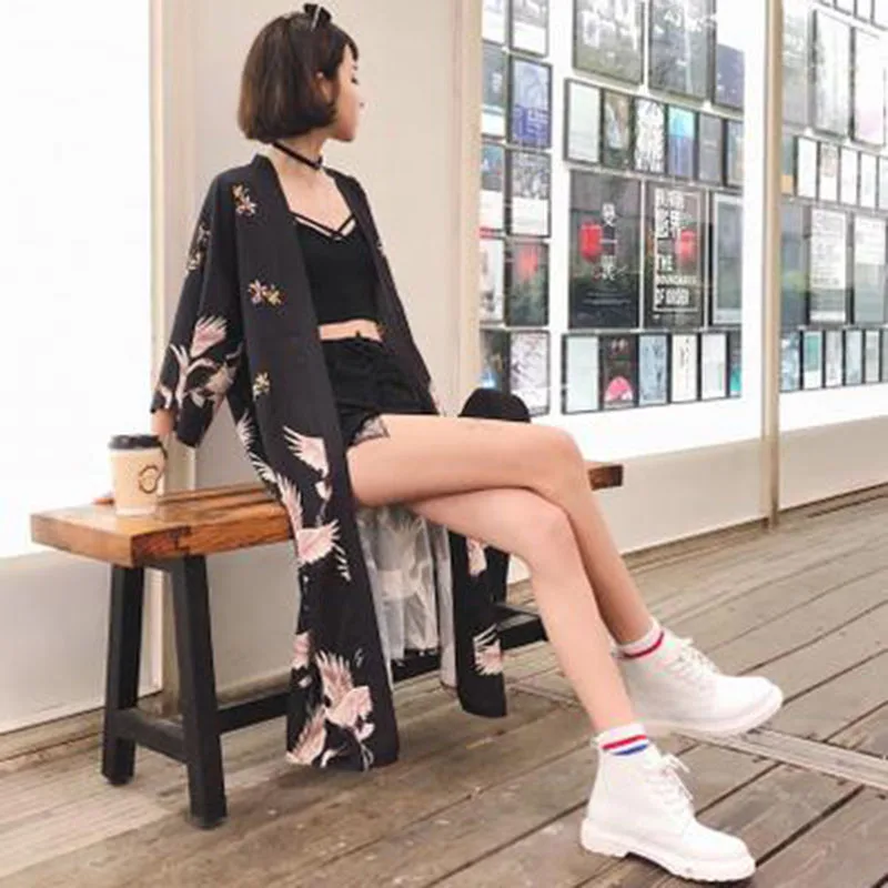 

Новые японские кимоно yukata, кимоно, кардиган, модная блуза для женщин 2020 Длинные рукава кимоно в традиционном стиле платье для костюмированн...