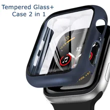 Protector de pantalla para carcasa de Apple Watch Series 7 6 SE 5 4 3 44mm 40mm 45mm 41 iwatch 42mm 38mm vidrio + cubierta accesorios para Apple watch