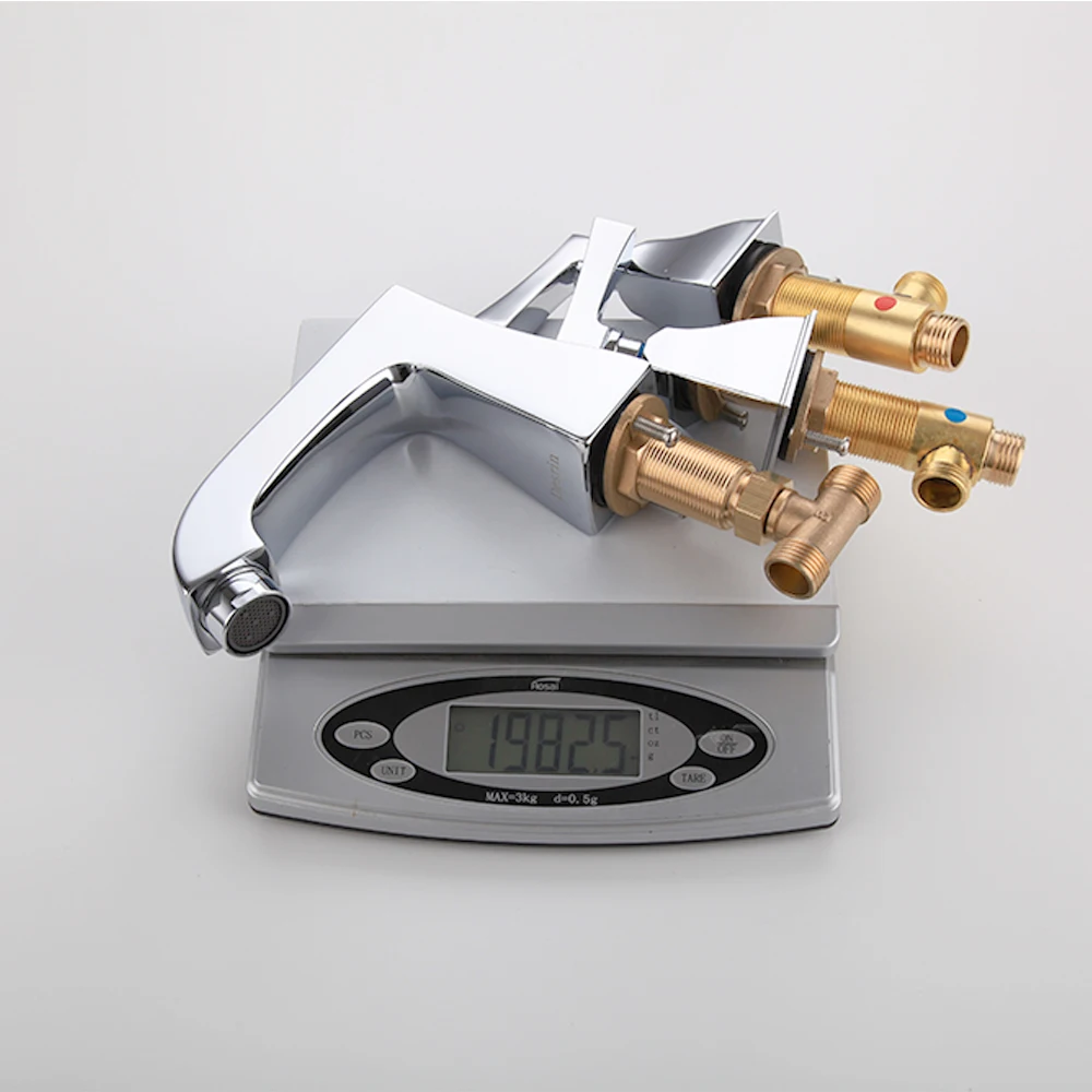 Современный кран Desrin с двойной перекрестной ручкой для ванной комнаты Золотой